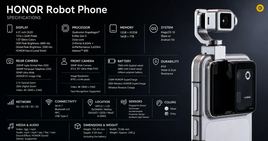 HONOR Robot Phone Tech Specifications